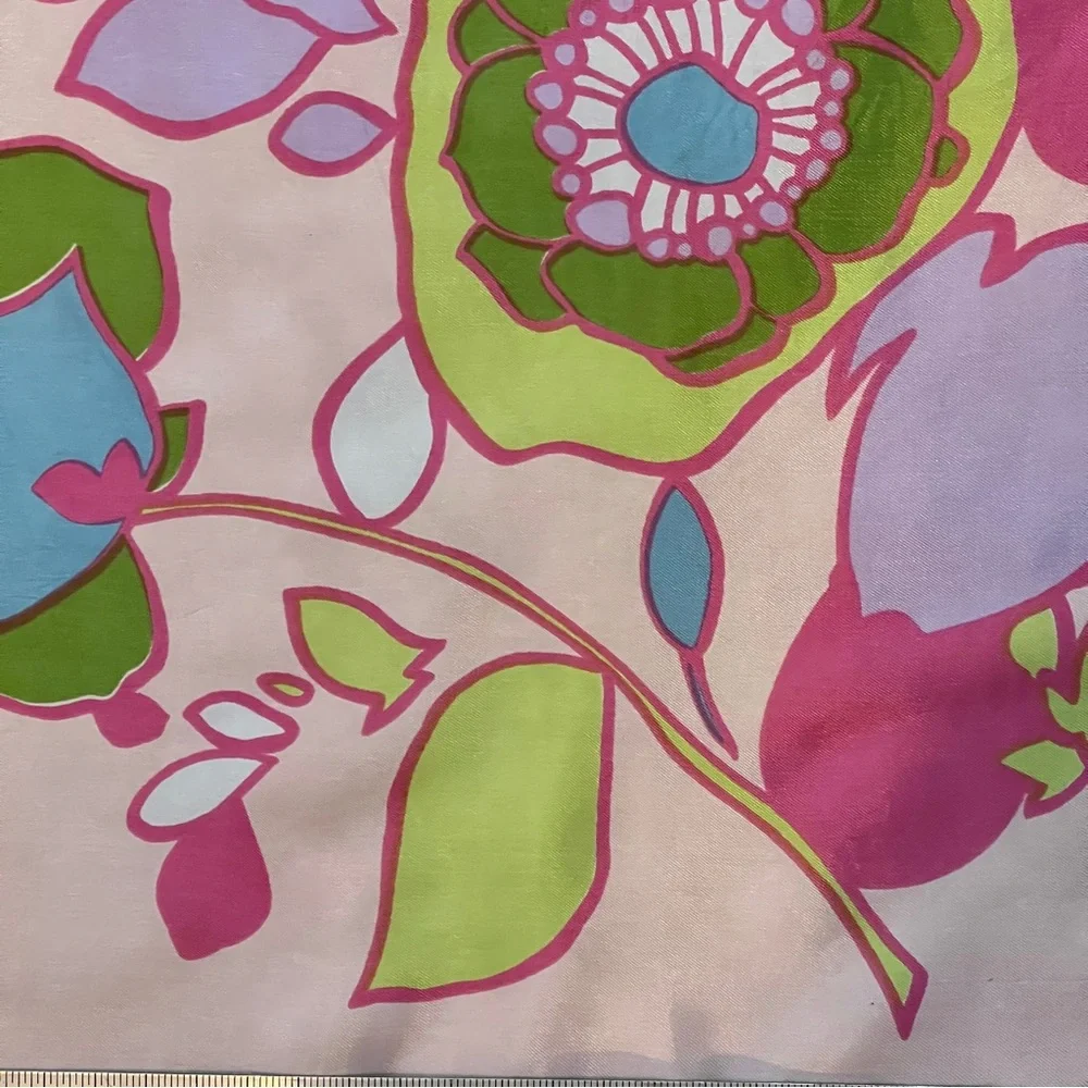 Vintage 29” Square Scarf in Pink and Green